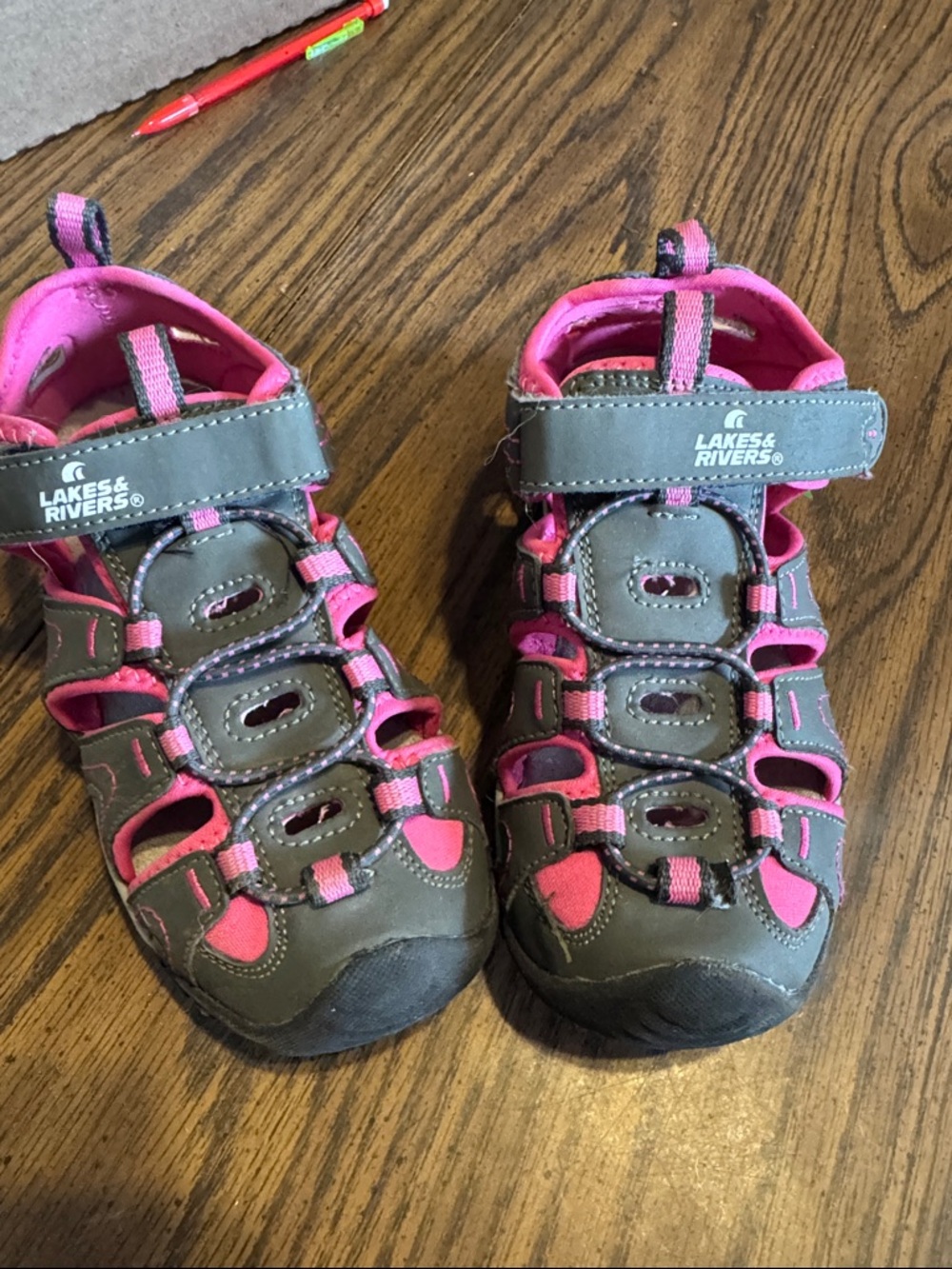 Kids Gray and Pink Closed-Toe Sport Sandals